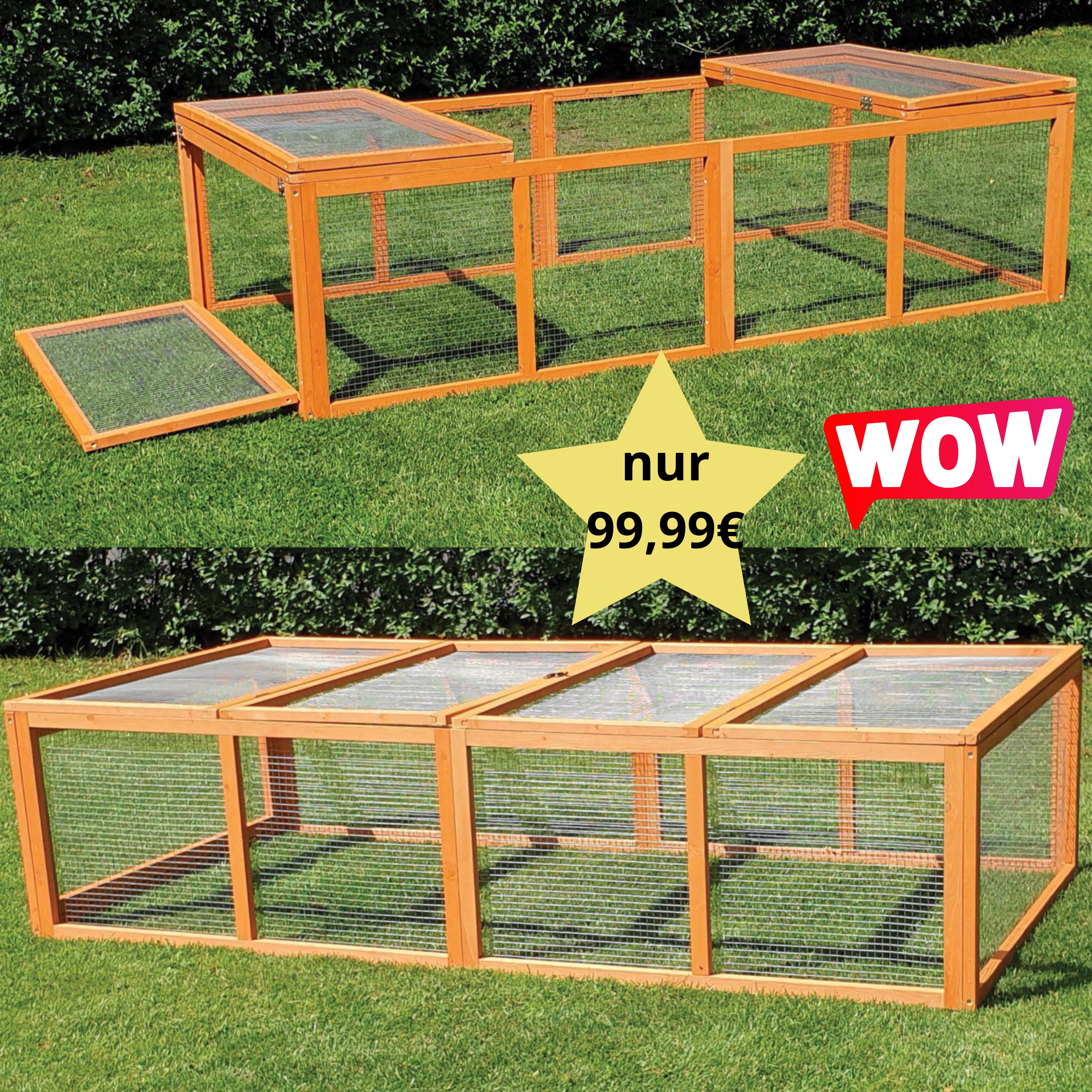 Freigehege Holz mit klappdach Anjas Zwergkaninchenzucht Brüggen